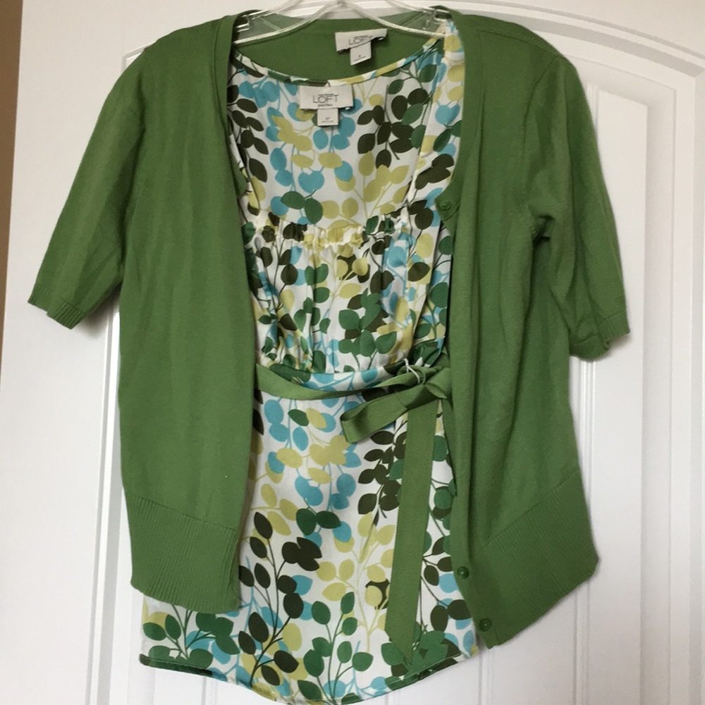 Ann Taylor Loft cami & short sleeve cardigan